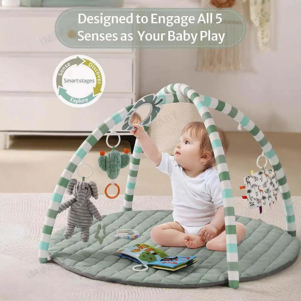 Multi-functional Baby Fitness Stand with Music Gym Activity, Comfort Toy, Blanket Pad, Early Education 0-36 Months, Newborn Gift