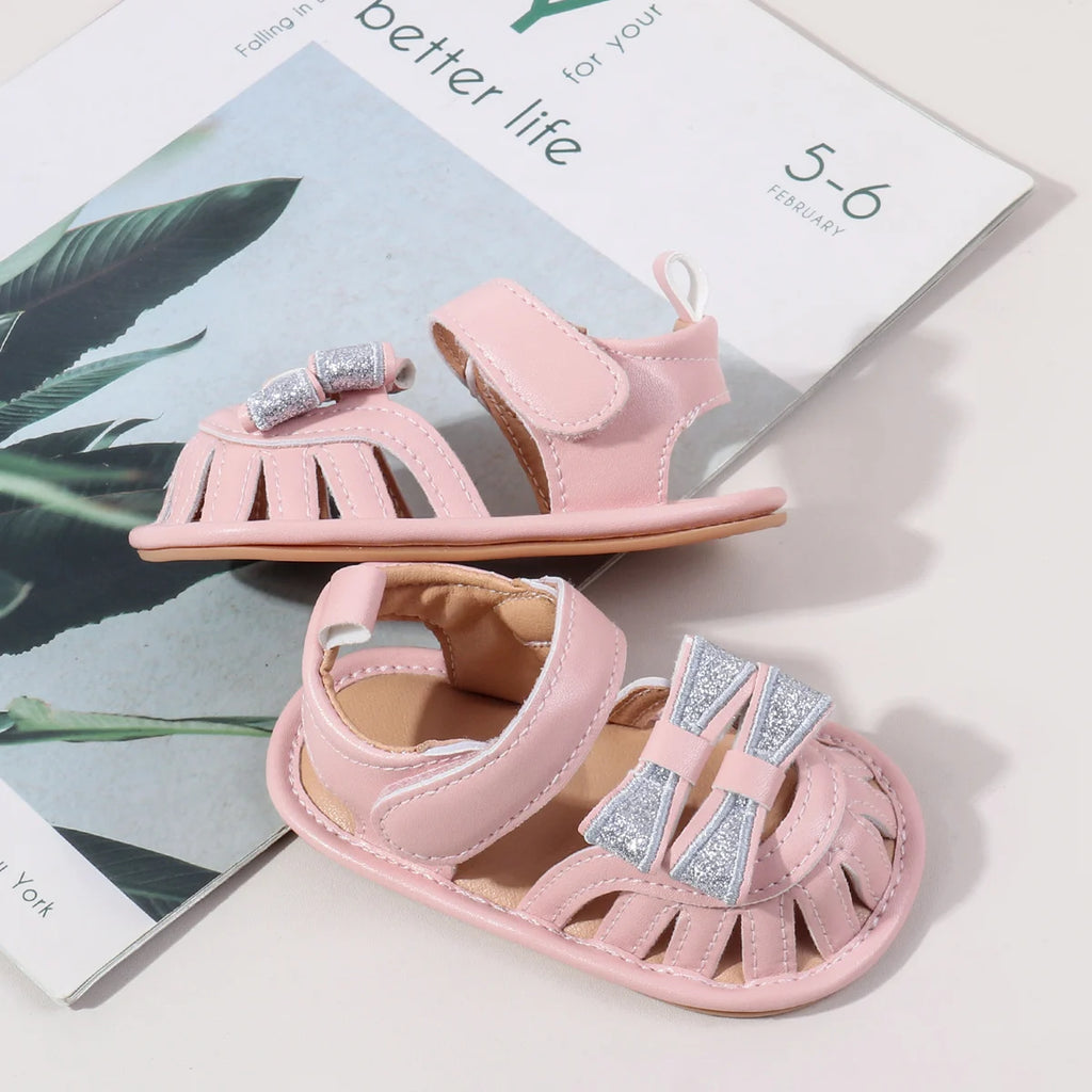 2025 Spring And Autumn Baby Girls First Walking Indoor Outdoor Toddler Shoes For 0-18M Baby Princess Sandal PU Leather TPR Sole