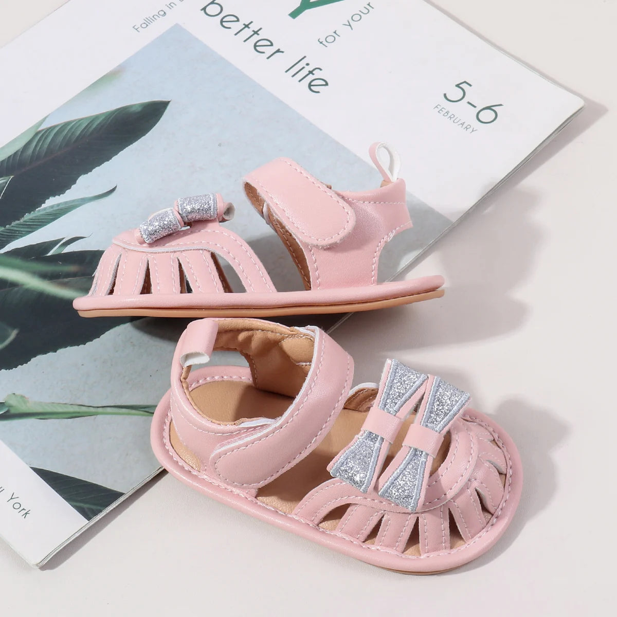 2025 Spring And Autumn Baby Girls First Walking Indoor Outdoor Toddler Shoes For 0-18M Baby Princess Sandal PU Leather TPR Sole