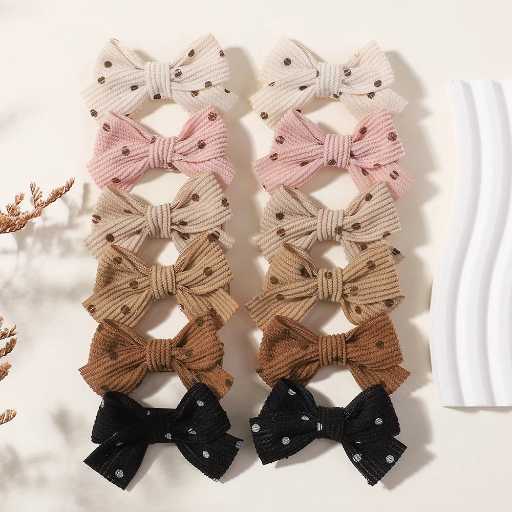 6/12Pcs Polka Dot Bow Hair Clips for Kids Toddler Baby Girl Bowknot Hairpin Set Lovely Hair Accessories Gift Wholesale