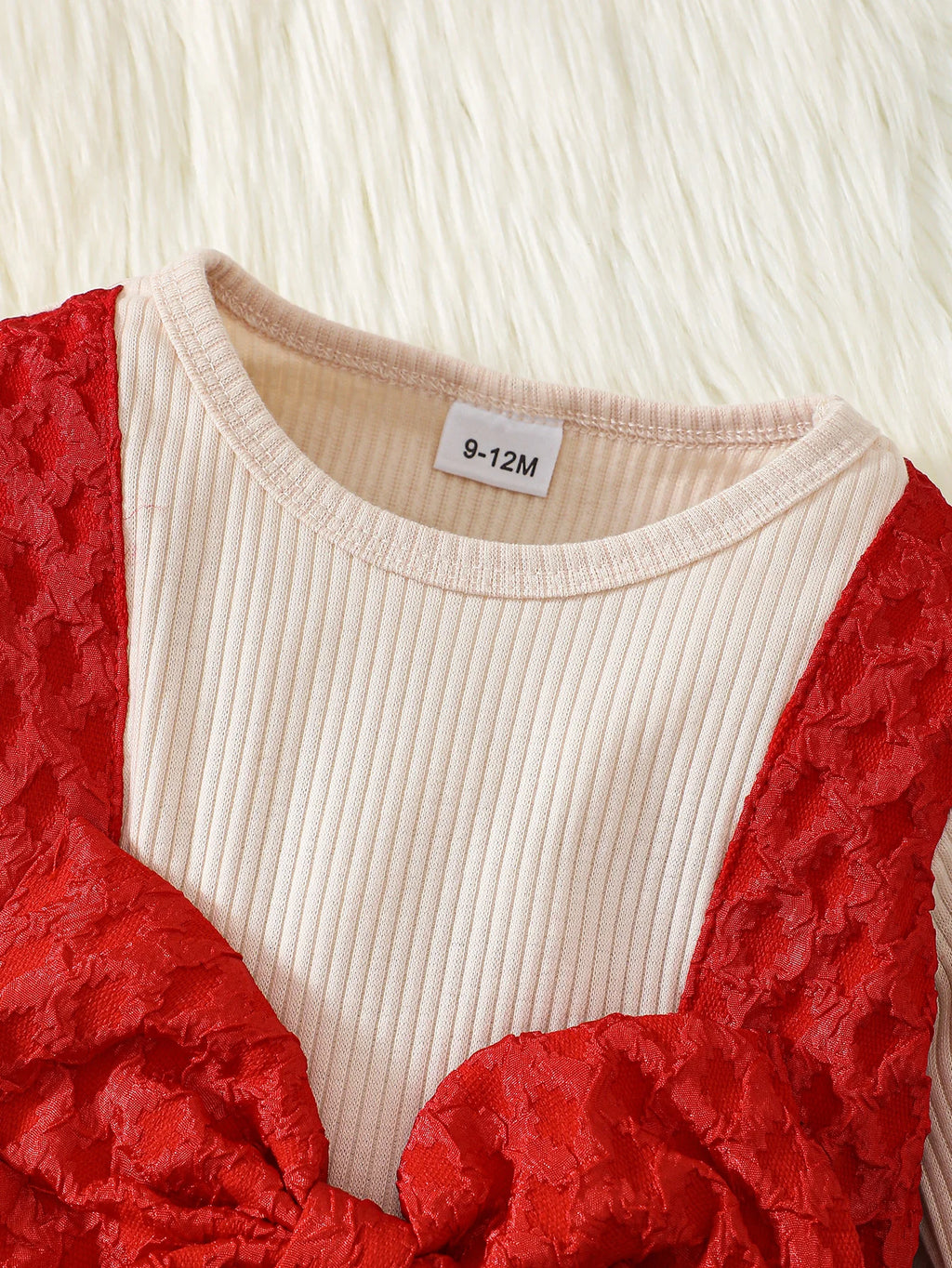 0-3Year Baby girl Christmas Dress Round neck Red Big Bow pleated Long sleeved dress Baby girl New Year party dress Baby Clothing