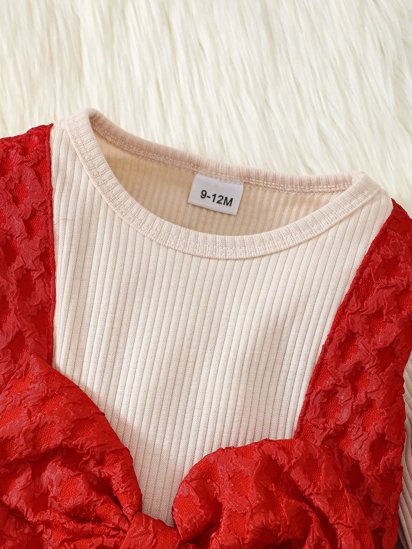 0-3Year Baby girl Christmas Dress Round neck Red Big Bow pleated Long sleeved dress Baby girl New Year party dress Baby Clothing
