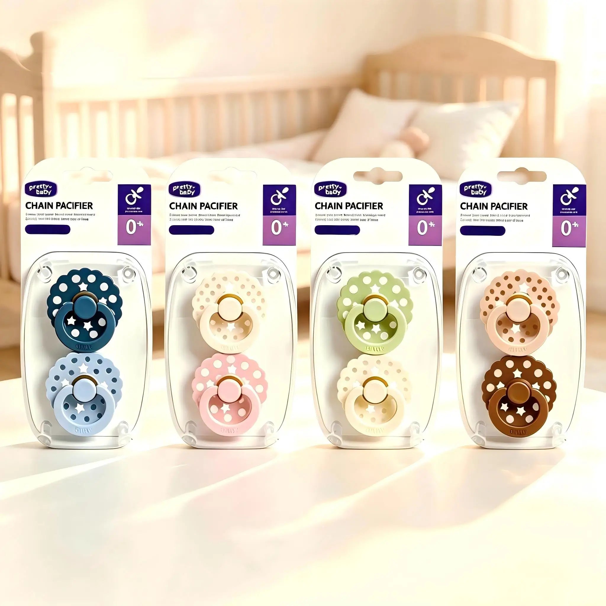 New 2pcs/pack Scalloped Edge Baby Soother Pacifier with Polka Dot, Star Design Baby Gift Cute Dummy with Cherry-round Nipple,