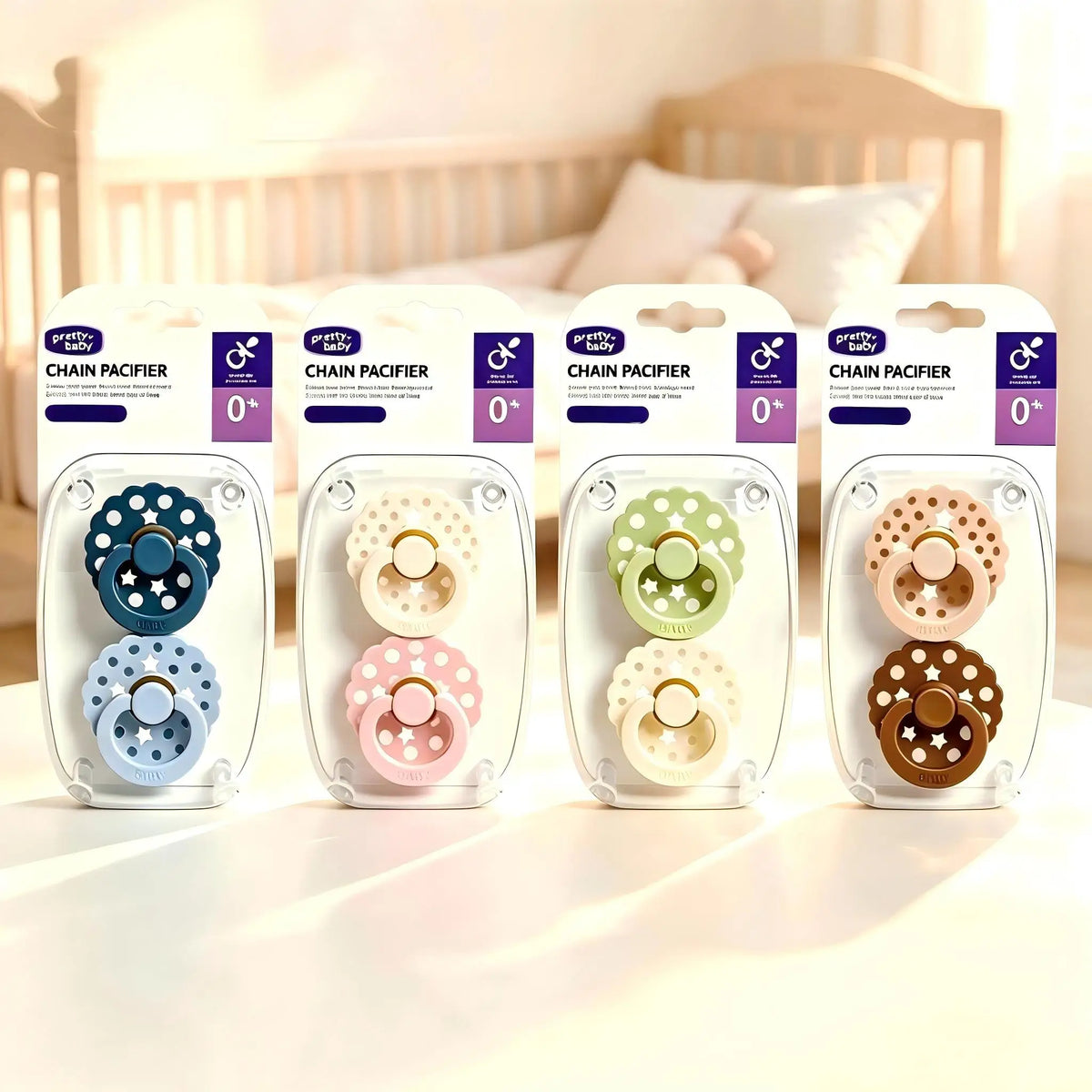 New 2pcs/pack Scalloped Edge Baby Soother Pacifier with Polka Dot, Star Design Baby Gift Cute Dummy with Cherry-round Nipple,