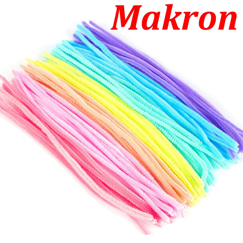 100-1500Pcs Colorful Chenille Stem Twisted Rod DIY Plush Tinsel Stem Wired Twist Stick Fluffy Bar Iron Wire Pipe Cleaners Plush
