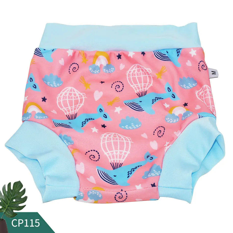 Eezkoala Newborn Baby Swimming Diaper High Waist Nappies Washable Cloth Swim Diaper