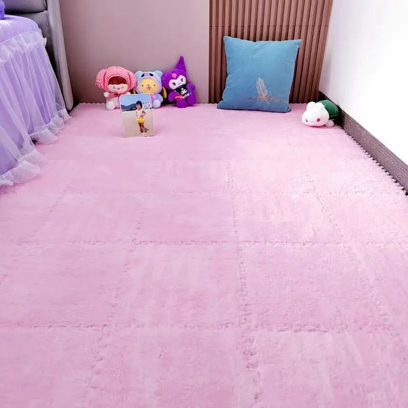 Soft Plush Kids Play Mat 30x30cm Interlocking EVA Foam Tiles Puzzle Carpet For Babies And Toddlers 10 Pieces