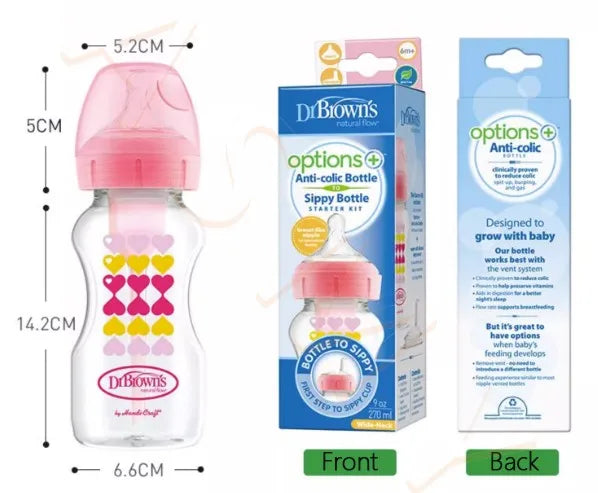 Dr. Brown's newborn baby bottle / 150ML  270ML  / wide diameter/Color printing children's milk bottle