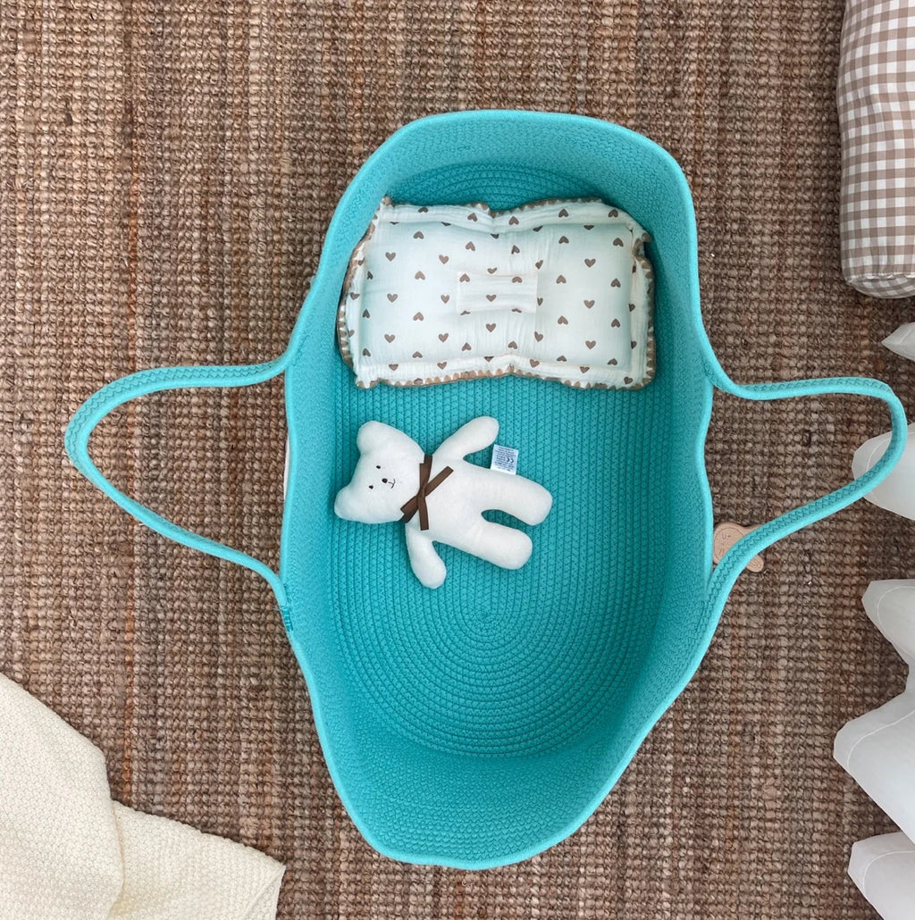 Cotton Rope Woven Baby Moses Basket With Handle Baby Diaper Changing Portable Bed Cartoon Penguin Hand Basket