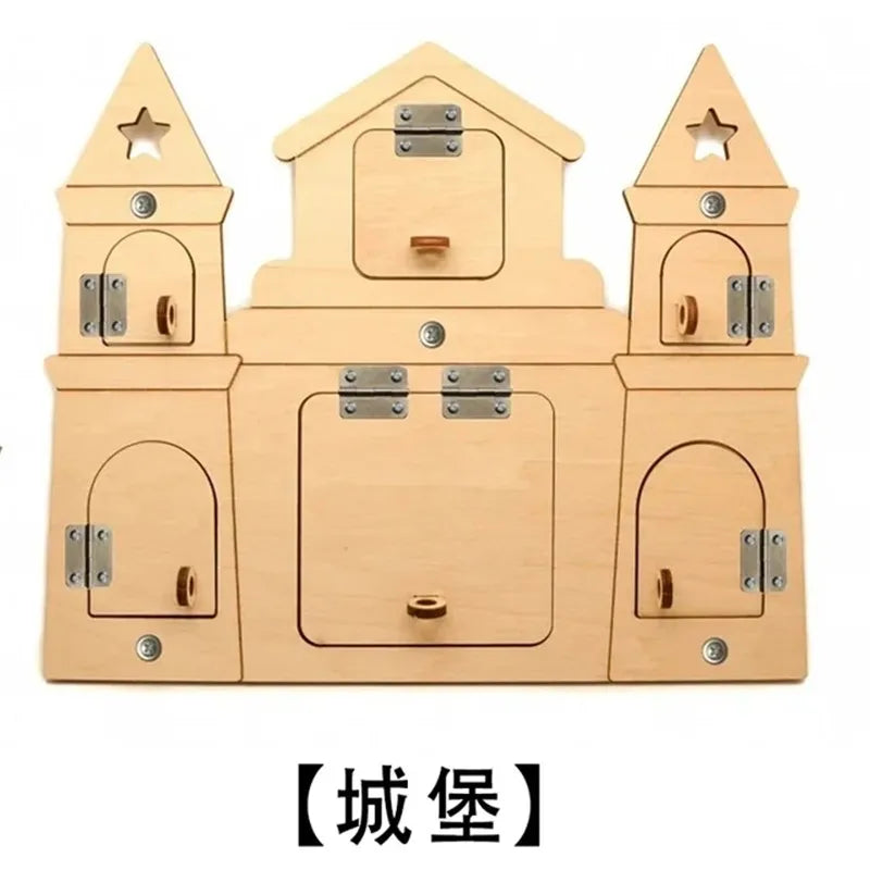 Busy Board Educational Toy With Wooden Turntable Zipper Abacus Key Identifier Paired Accessories