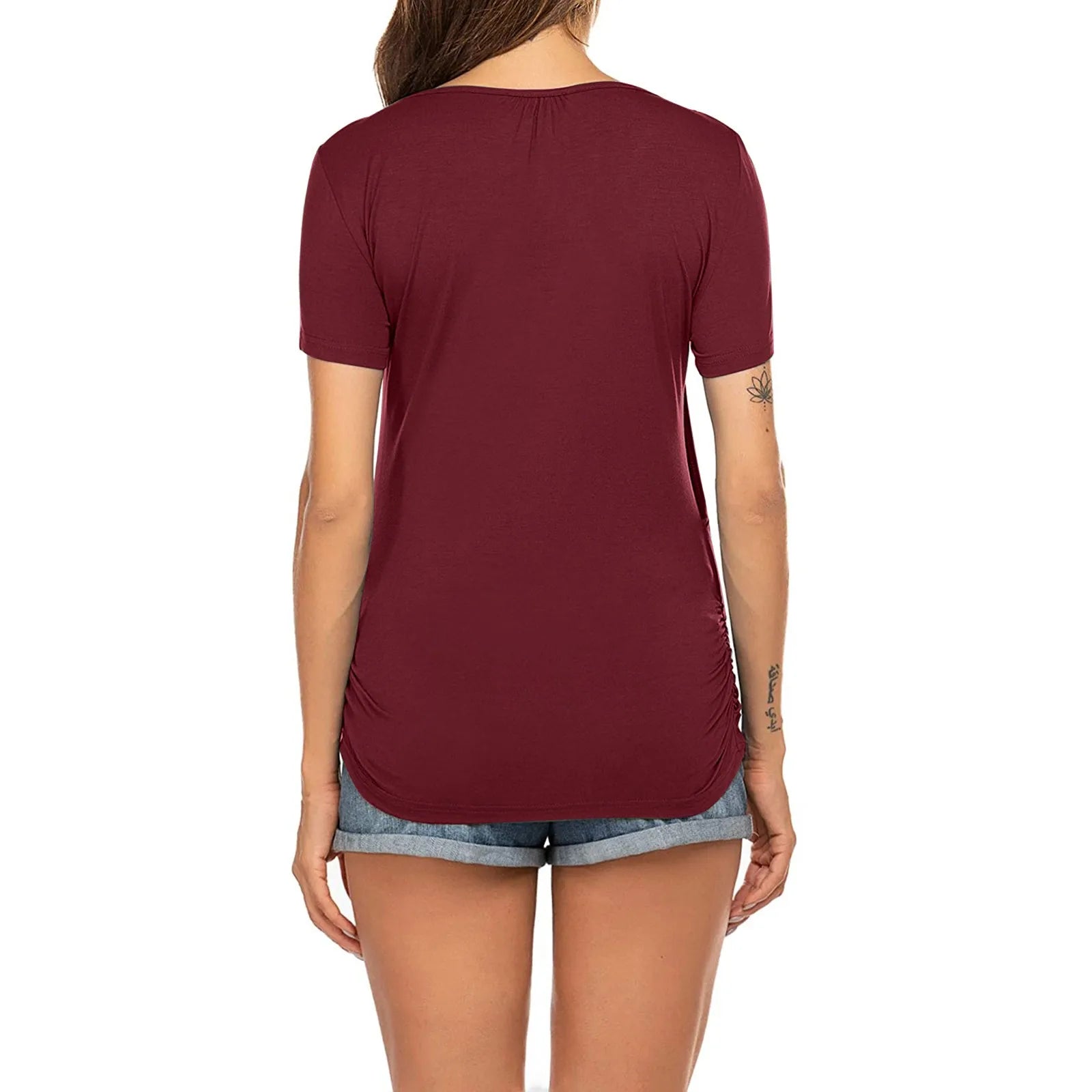 Womens Pregnant Maternity Clothes Nursing Tops Breastfeeding T-shirt Pregnancy Maternity Tops Tees Soild Colour Summer Shirt