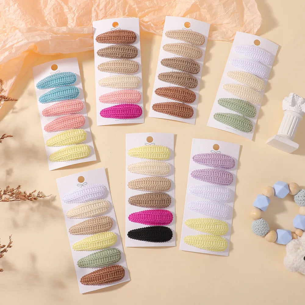 6Pcs/Set Cotton Fabric Plaid BB Hairpins Alloy Hair Clips for Kids Girls Toddler Hairgrips Headwear Baby Hair Accessories