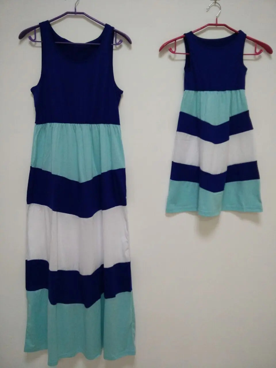 2026 Matching Parent-Child Dress Family Matching Mother Daughter Dresses Clothes Striped Mom Dress Kids Child Outfits Mum Sister