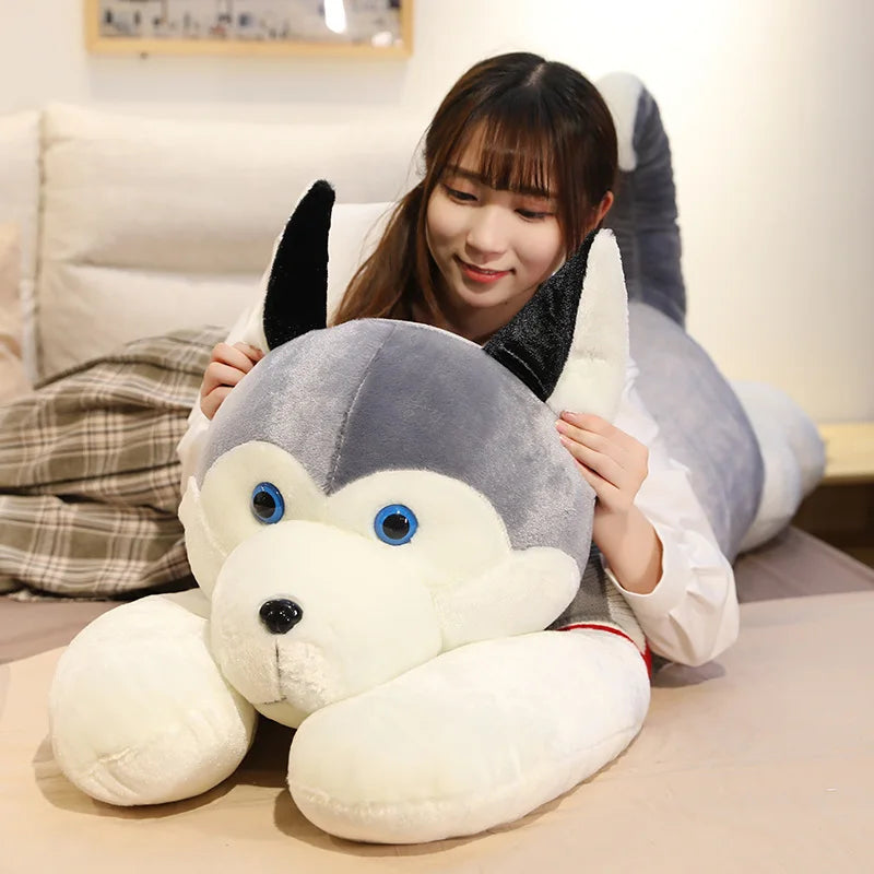 Hot New Huggable Giant Dog Plush Toy Soft Stuffed Husky Long Pillow Cartoon Animal Doll Sleeping Cushion Home Decor Kids Gift