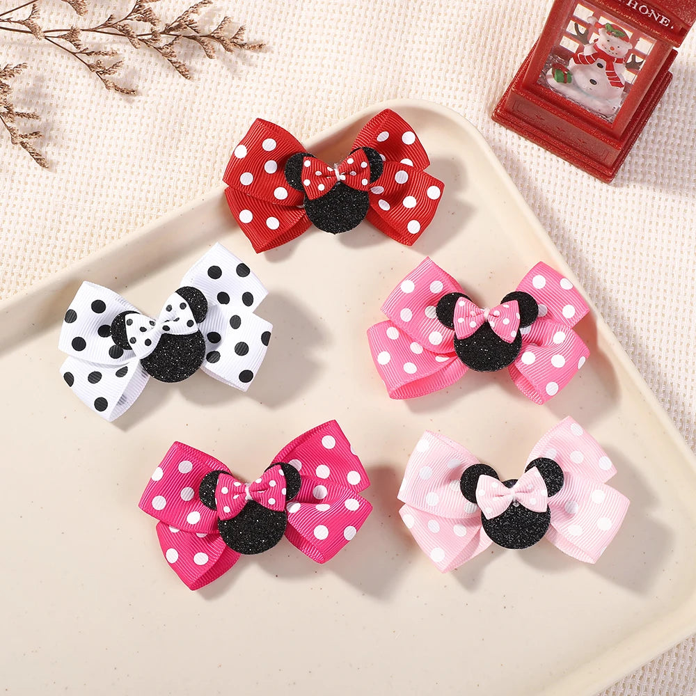 4Pcs/lot Baby Girl Lovely Polka Dot Bow Hair Clips for Hair kids Cartoon Hairpins Boutique Dress Hair Accessories Gift Set