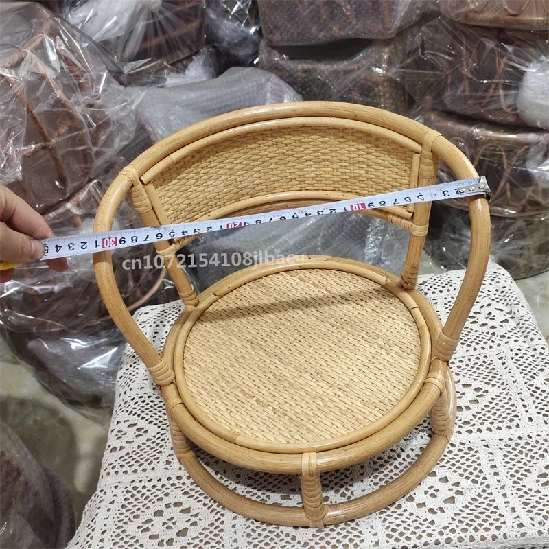 Retro Rattan Basket Chair Newborn Photography Props Infant Posing Bed Baby Photo Shooting Background Accessories Supplies