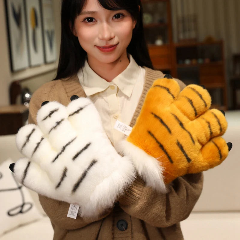 25cm Animal Claws Gloves Soft Stuffed Plush Toys Dog Bear Tiger Paws Plush Gloves Cosplay Costume Photograpy Props Charm Gifts