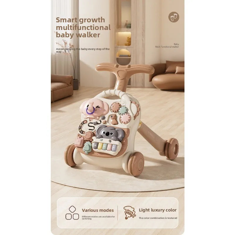 Baby Multifunctional Walker Toy Anti-Rollover Toddler Walking Assistant Adjustable Activity Learning Push Gift for 1 Year Old