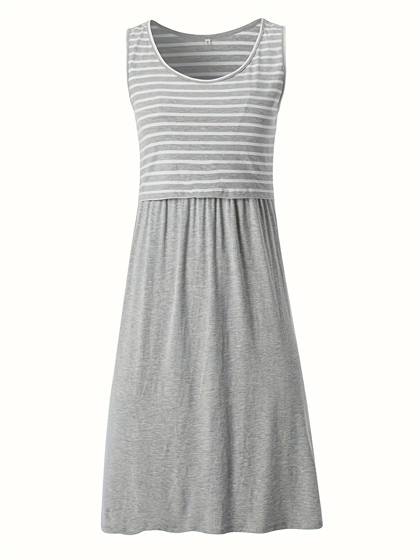 Maternity Nursing Sleeveless Mini Dress Stripe Splicing Comfortable Maternity Wear for Pregnant Women