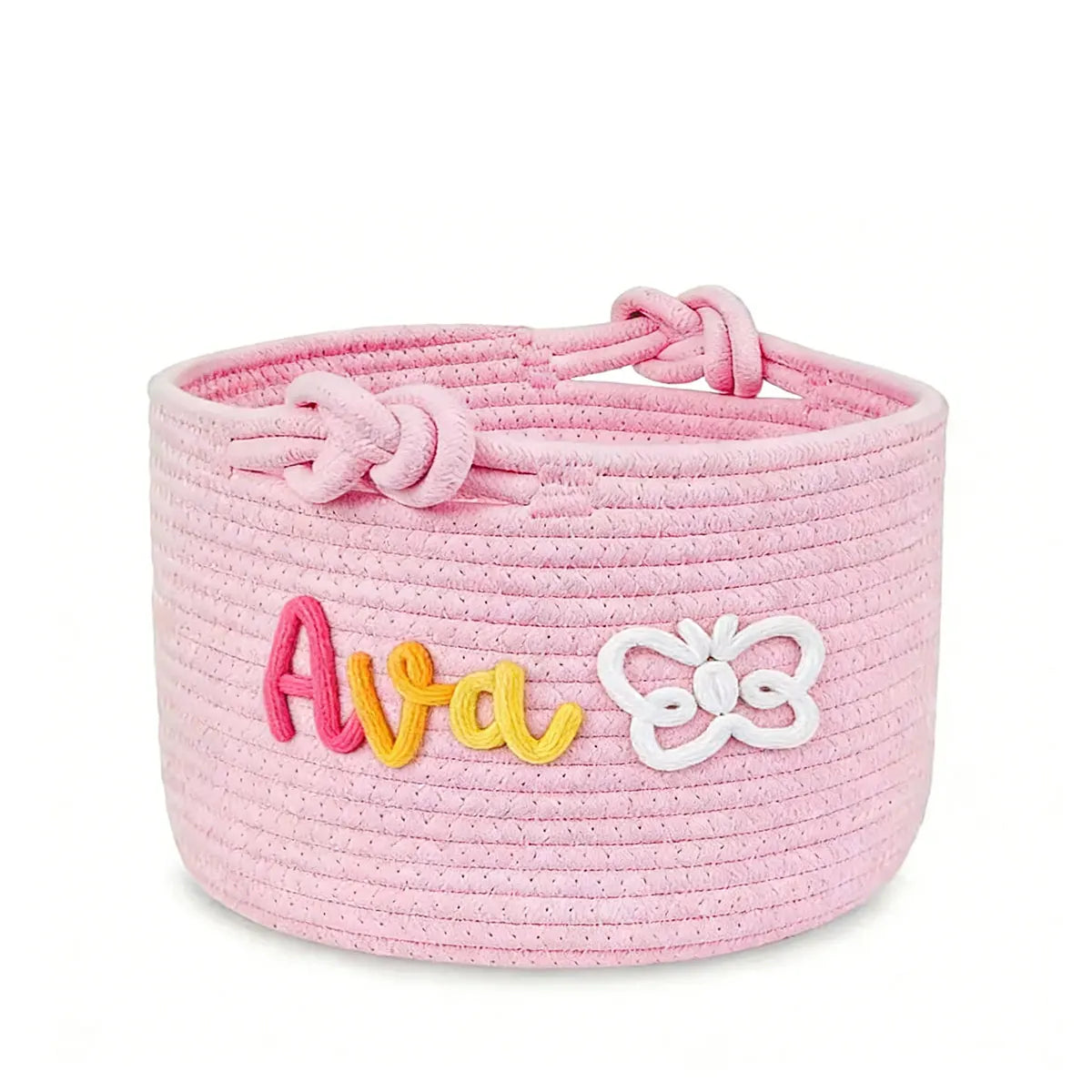 Personalized Woven Storage Basket with Letter – Custom Star Sun Moon Gift Basket