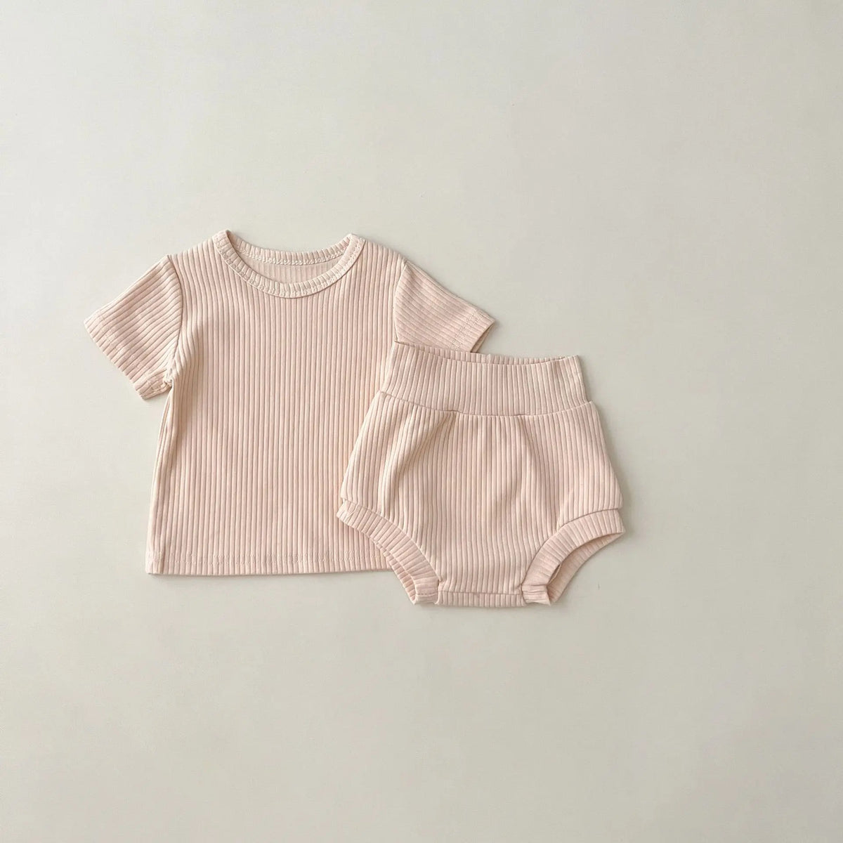 2psc Summer Baby for Boys and Girls Casual Short Elasticity Sleeve Top + Shorts Solid Color Kids One-Piece Fashion Baby Clothing