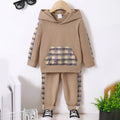 1-6 Year old Boys' Hoodie Set Checkered Pocket, Long sleeved Pants 2Pcs/Set Children's clothing boys' spring autumn sports suit