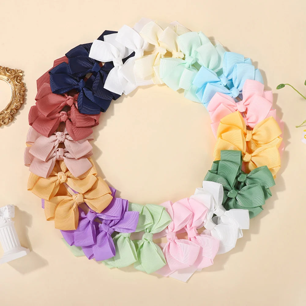 30Pcs/lot Boutique Ribbon Tassel Bow Hair Clip Set Colorful Cheer Bow Hairgripes Girls Lovely Headdress Gift