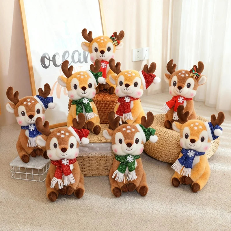 Latest Christmas Scarf, Deer Doll Pillow, Kawaii Stuffed Plush Toy Doll, Cartoon Anime, Cute Children's Birthday Gift, Fun Doll