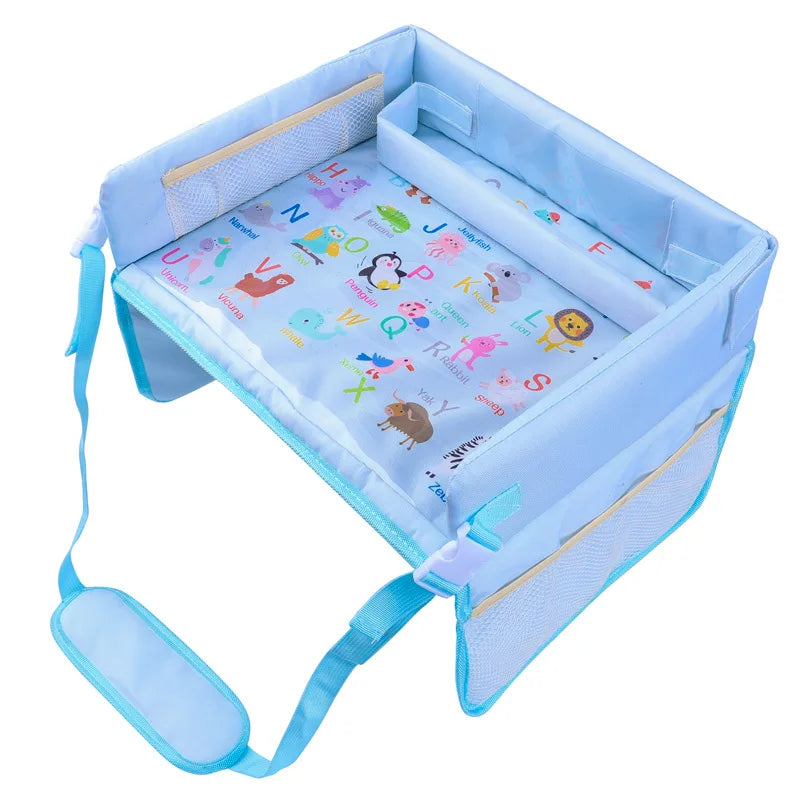 Foldable Car Tray Organizer For Kids Travel With Cup Holder And Snack Pockets Model X1