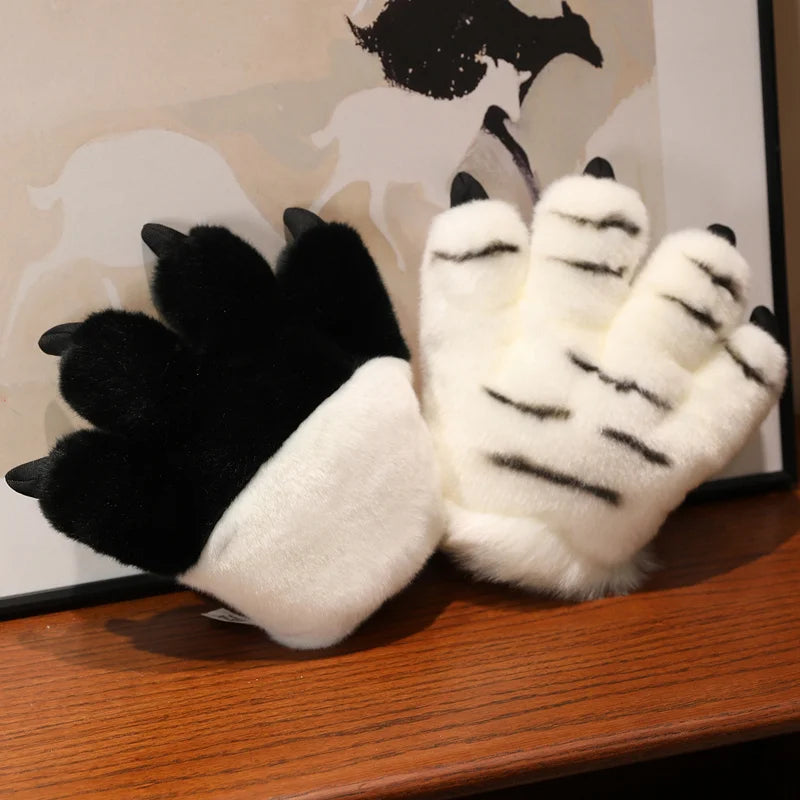 25cm Animal Claws Gloves Soft Stuffed Plush Toys Dog Bear Tiger Paws Plush Gloves Cosplay Costume Photograpy Props Charm Gifts