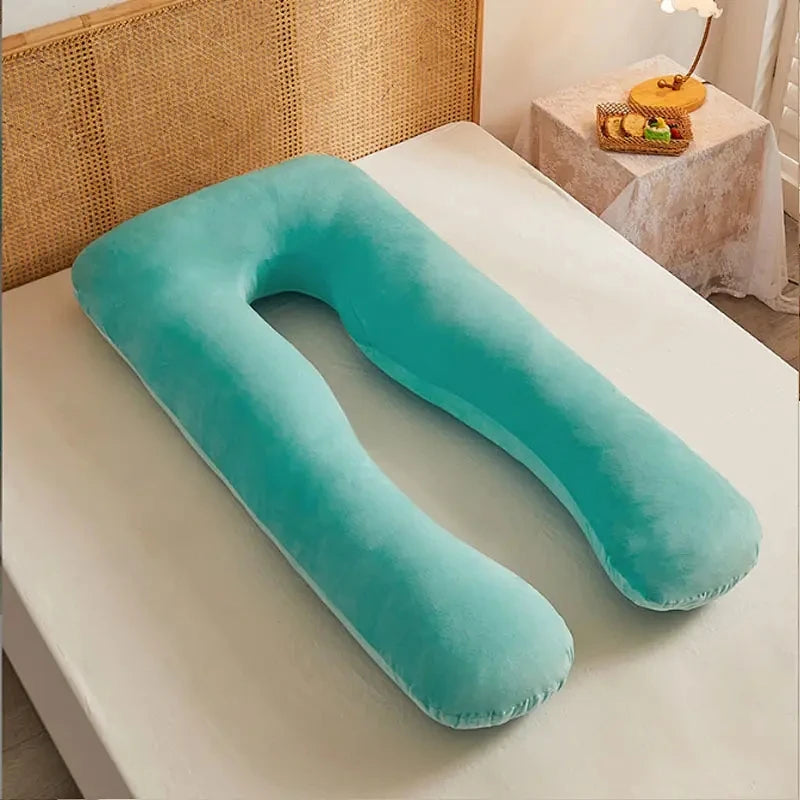 Solid Color Removable Washable Maternity Pillow Pregnancy Waist Protection Pillow Crystal Velvet Pregnancy Support Belly Pillow