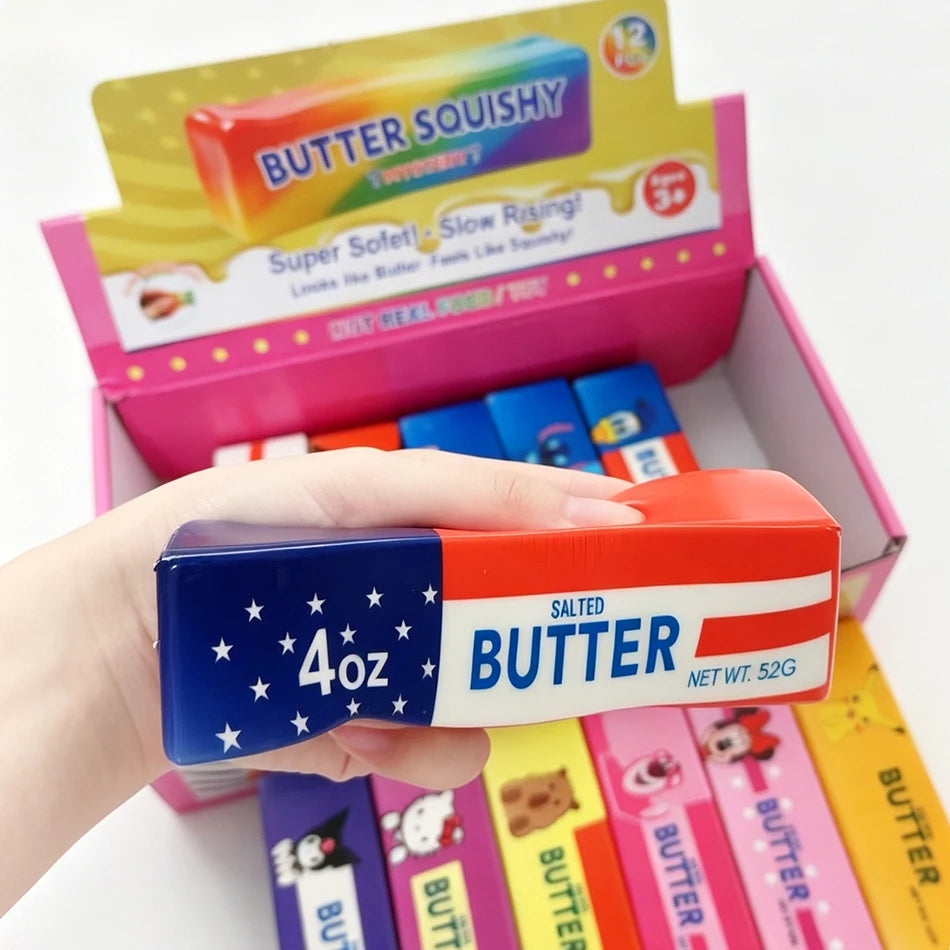 Blind Box 12PCS Butter Stick Squishy Toy Slow Rising Toy Butter Bar Brick Squishy Fidget Toy Anti Stress Release Hand Relax Gift