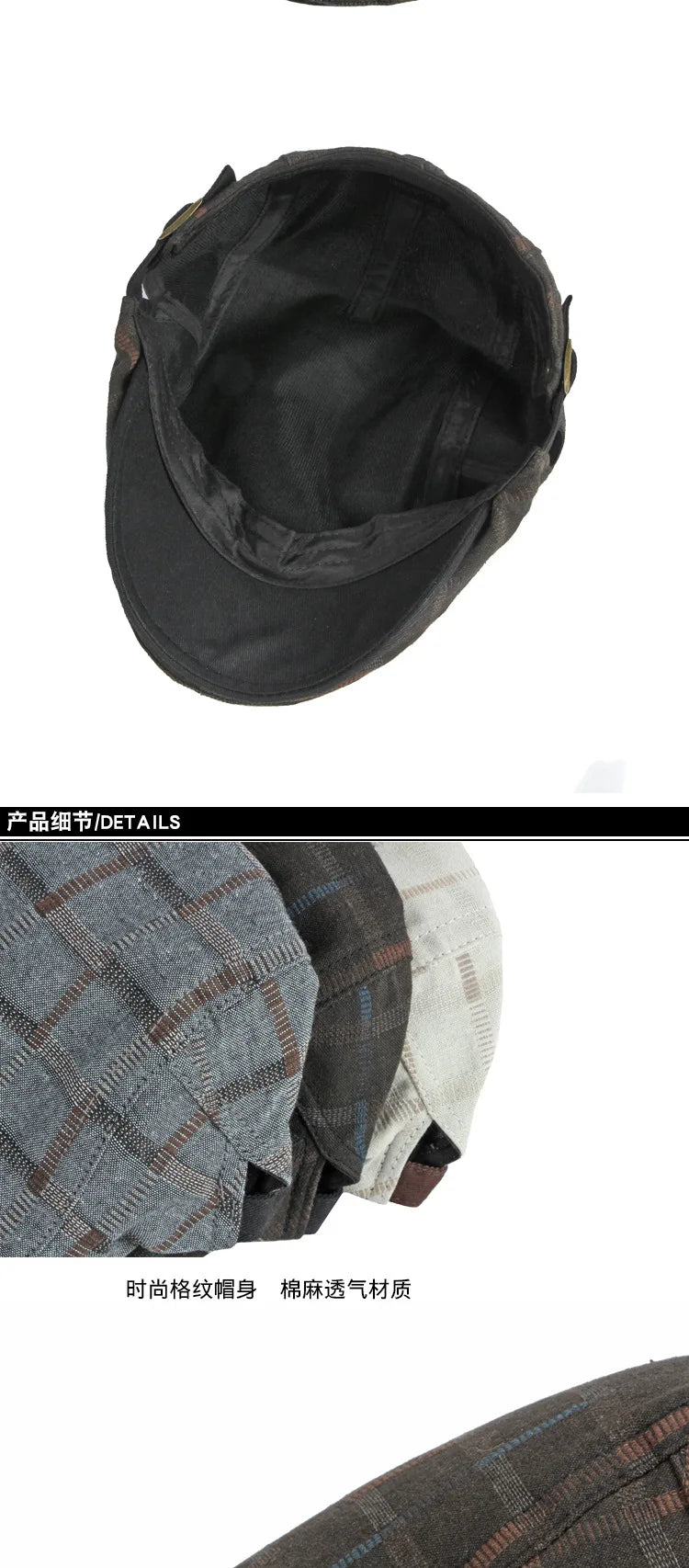 New Duckbill Hat for Men Spring Summer British Retro Fashion Plaid Casual Painter Hat Women's Beret