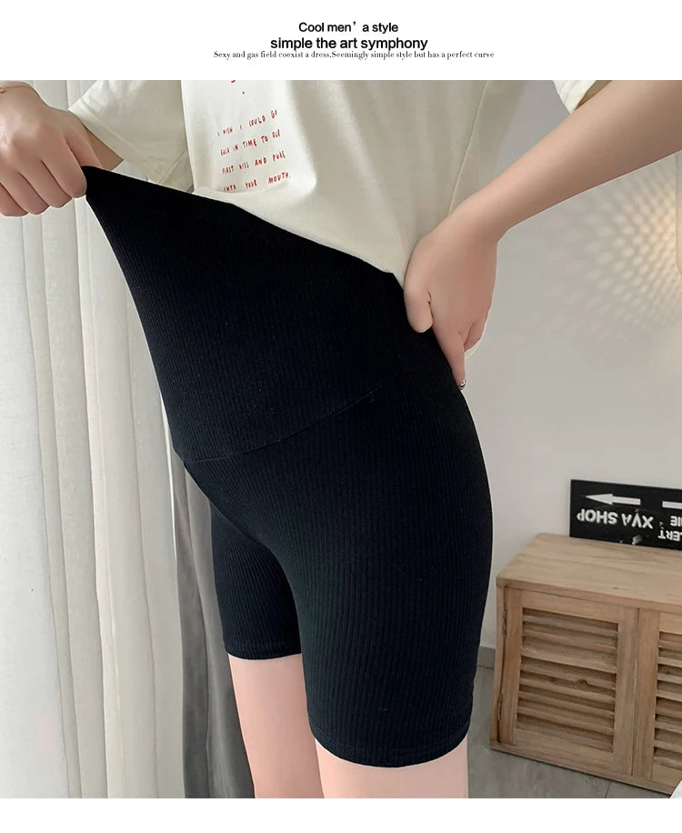 Pregnant Women Summer Pants Comfortable Cotton Trousers Letters Embroidery Pregnancy Short Leggings Slim Stripe Maternity Shorts