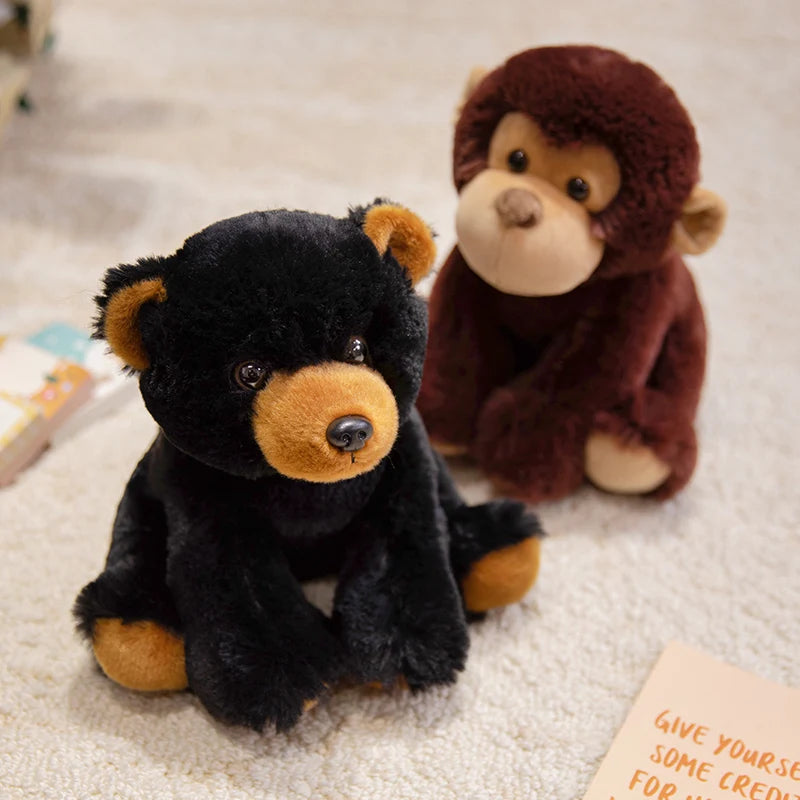 Nice 23cm Lifelike Stuffed Jungle Animal Dolls - Sitting Tiger Elephant Monkey Leopard Plush Simulation Forest Toys for Kids