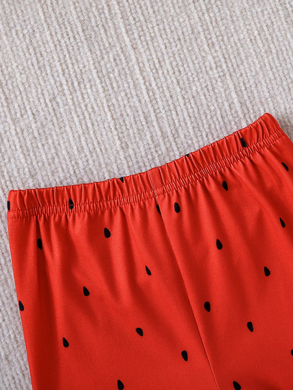 2pcs Summer Baby Girls Strawberry Print Striped Set, Cute Ruffle Sleeve Peplum Top + Watermelon Seed Leggings, Daily Wear/Birthd
