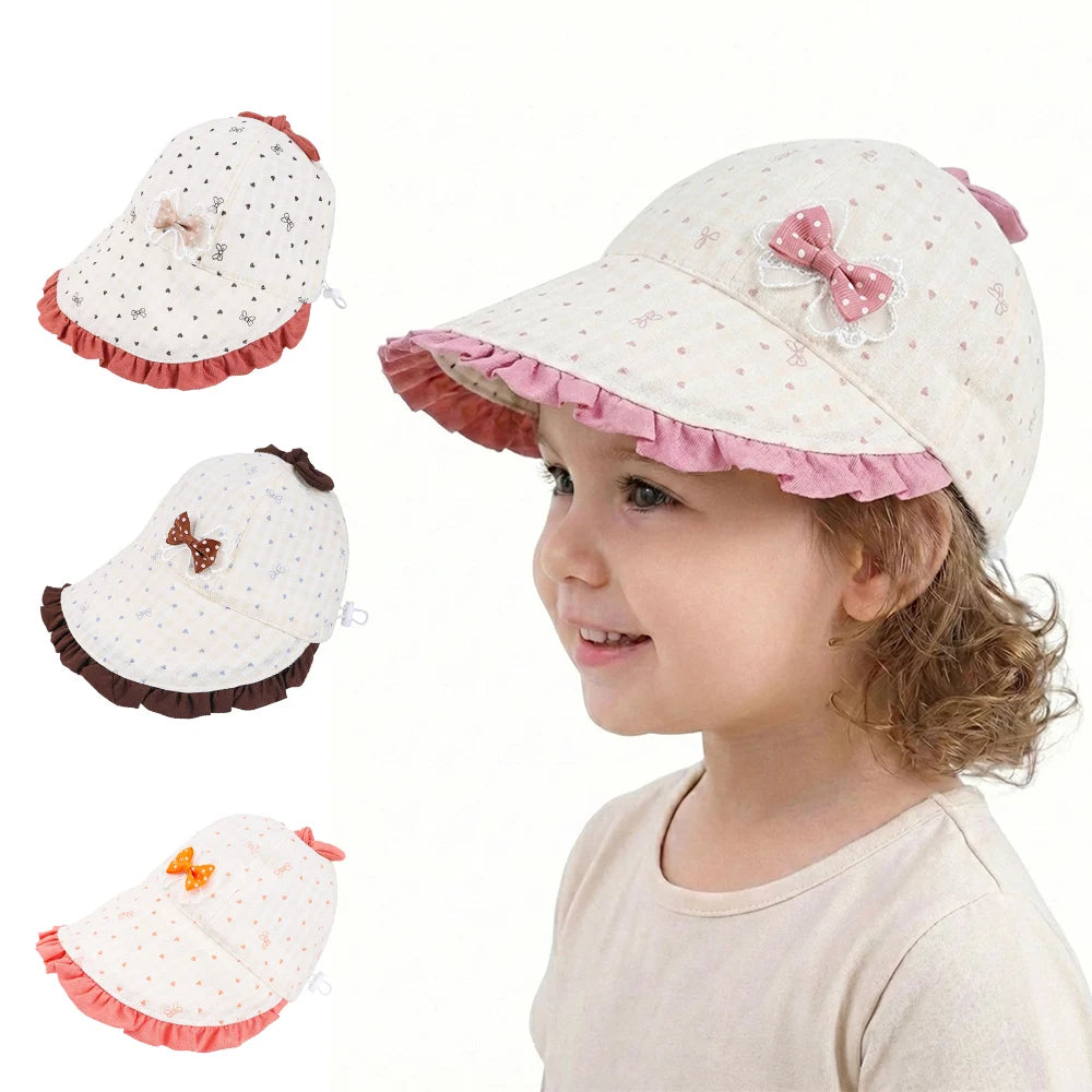 New Panama Summer Bowknot Baby Sun Hat for Girls Wave Big Brim Toddler Bucket Hats Baby Beach Sun Hat Kids UV Protection Cap