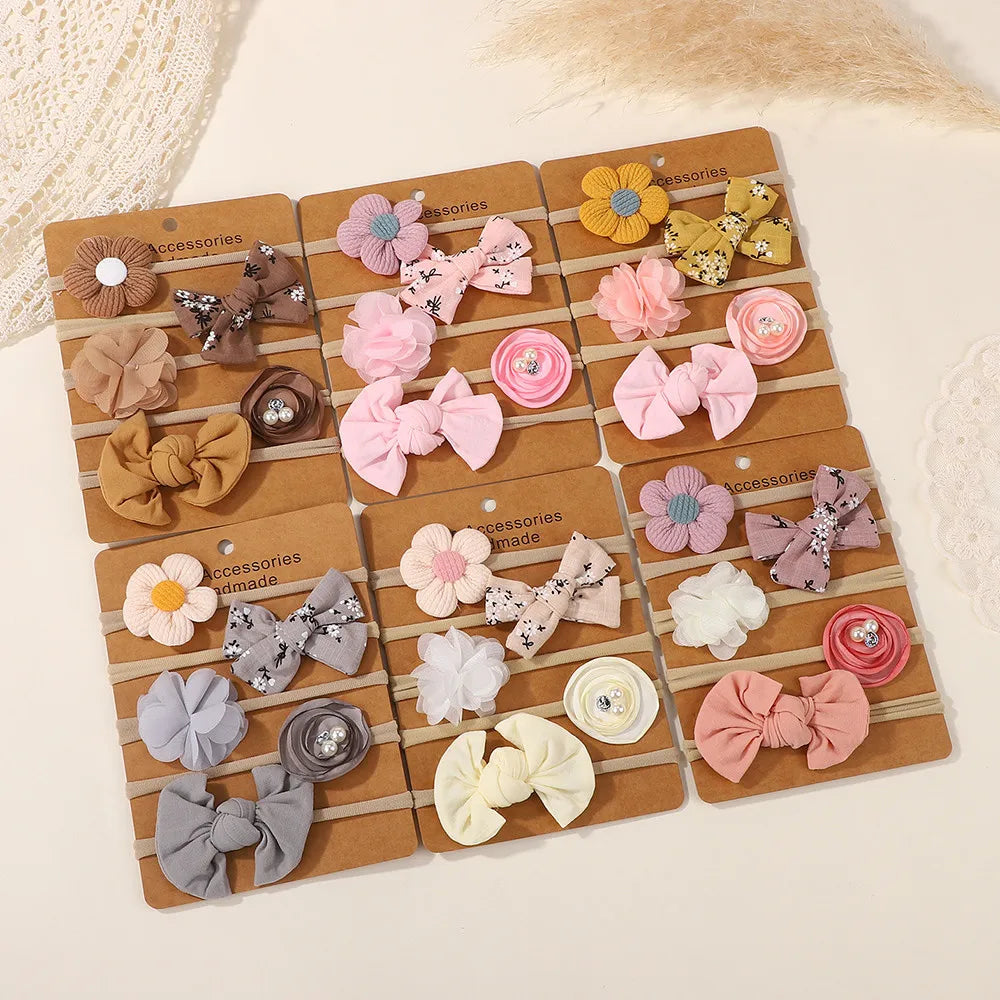 5Pcs/Set Cute Bowknot Hairbands Baby Headband Girls Newborn Flower Boutique Headdress Handmade Hair Accessories
