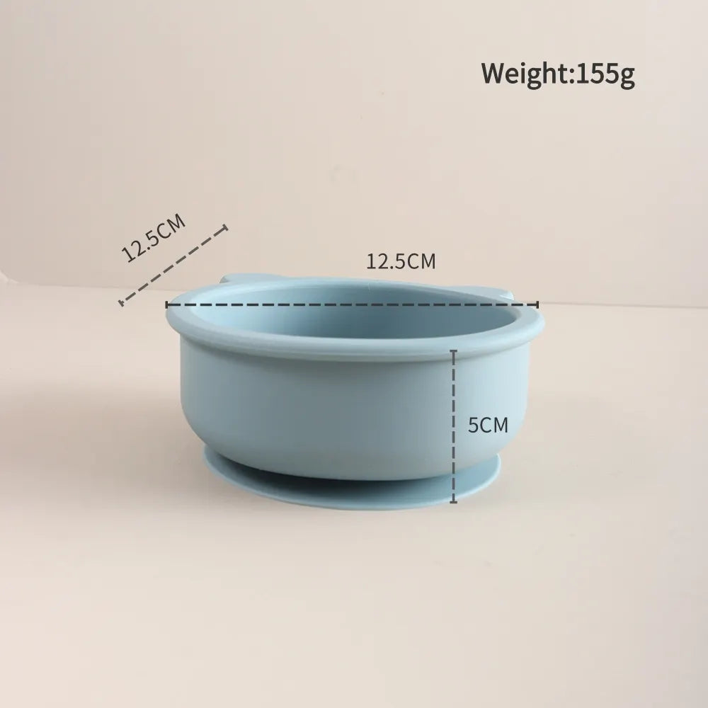 Personalized Baby Silicone Bowl with Name – 300ml Bear Suction Bowl with Spoon & Fork