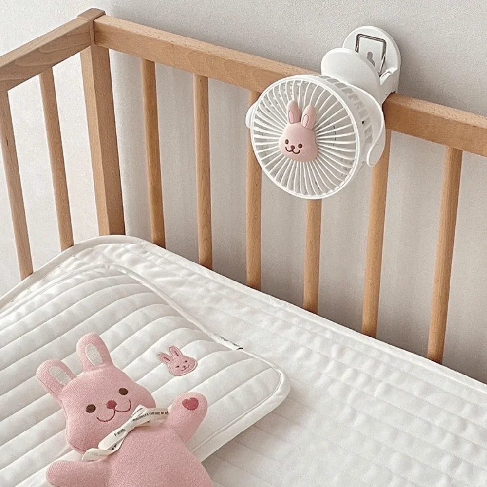 3 Speeds Cart Stroller Fan Bear Lithium Battery Portable Outdoor Fan Noiseless USB Rechargeable for 3.7V1200mAh