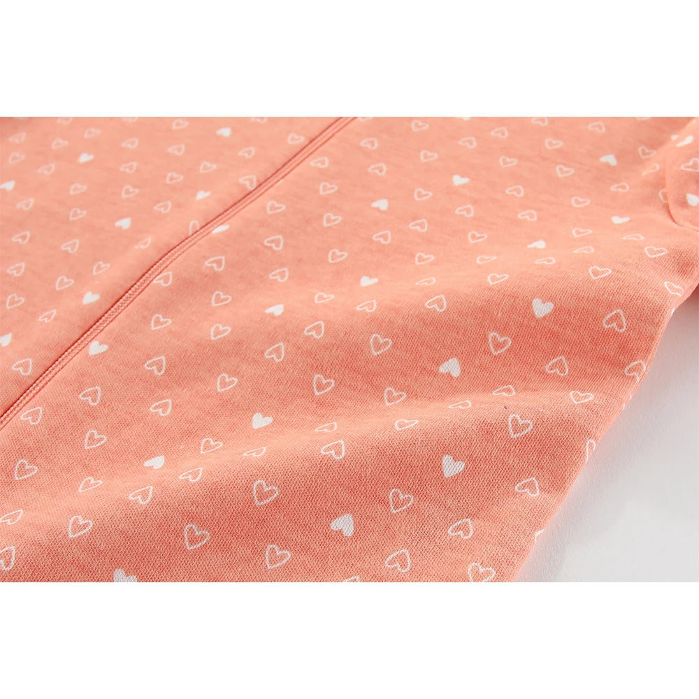 Kiddiezoom Fashion Cartoon  Orange Love 100%Cotton zipper Long Sleeve Baby Boy Girl Rompers Soft newborn Jumpsuits Clothes