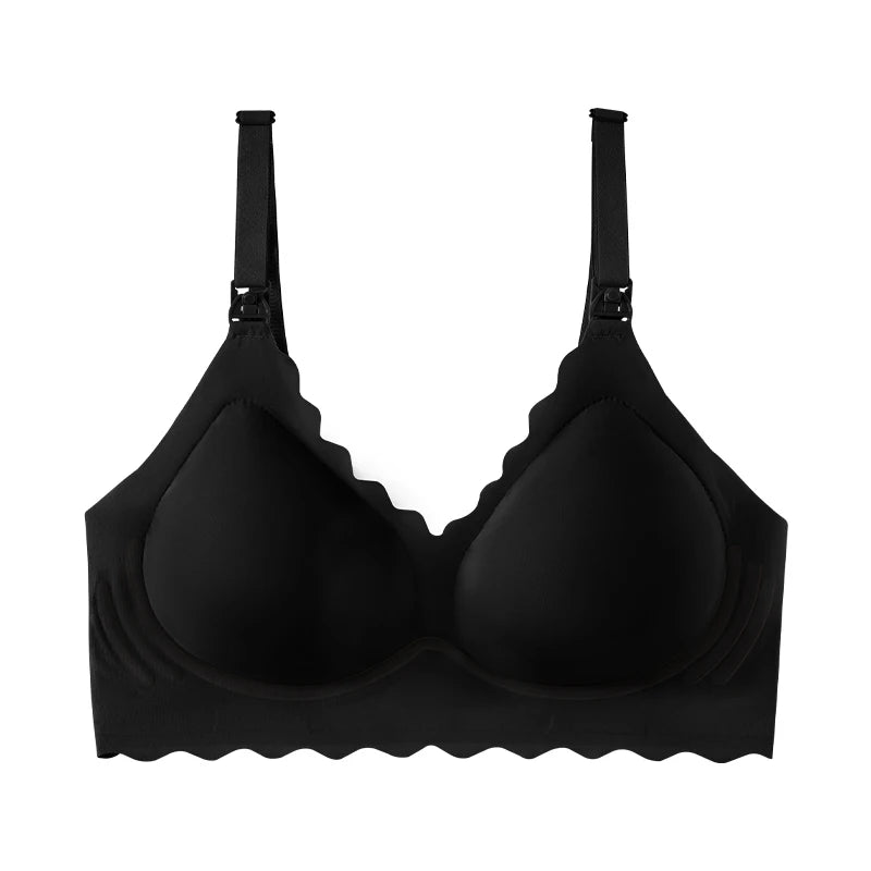 Seamless Nursing Bra With One Handed Open Button For Pregnancy And Postpartum Support