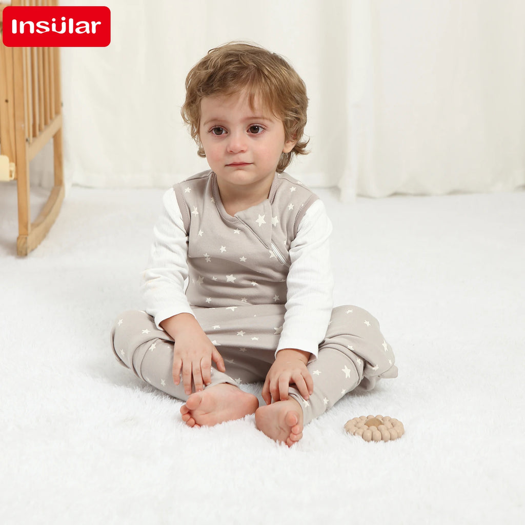 100% Cotton Baby Split Leg Sleep Sack Sleeveless Homewear Four Seasons Wear Two Way Zipper Comfortable Sleeping Bag for Infants