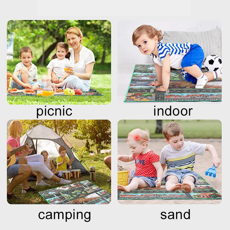 Baby Crawling Mat 83x57cm Cartoon City Traffic Map Non-Slip Playmat For Boys Girls Toddler Montessori Early Education Toys TMZ