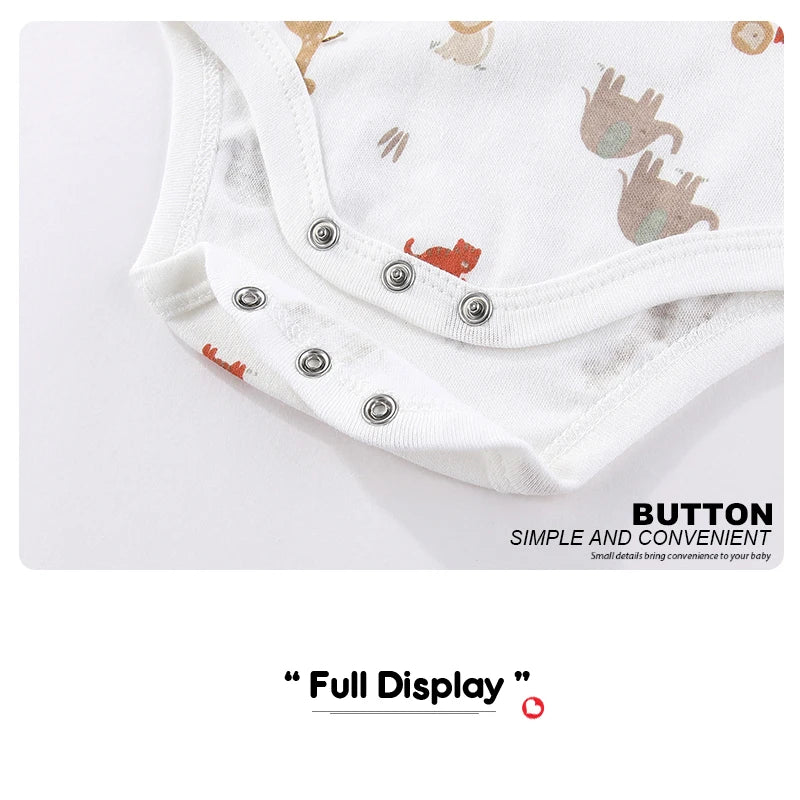 Cartoon Cute 5-Piece Baby Bodysuits Comfy Newborn Boy Girl Onesies Short Sleeves Infant Clothes