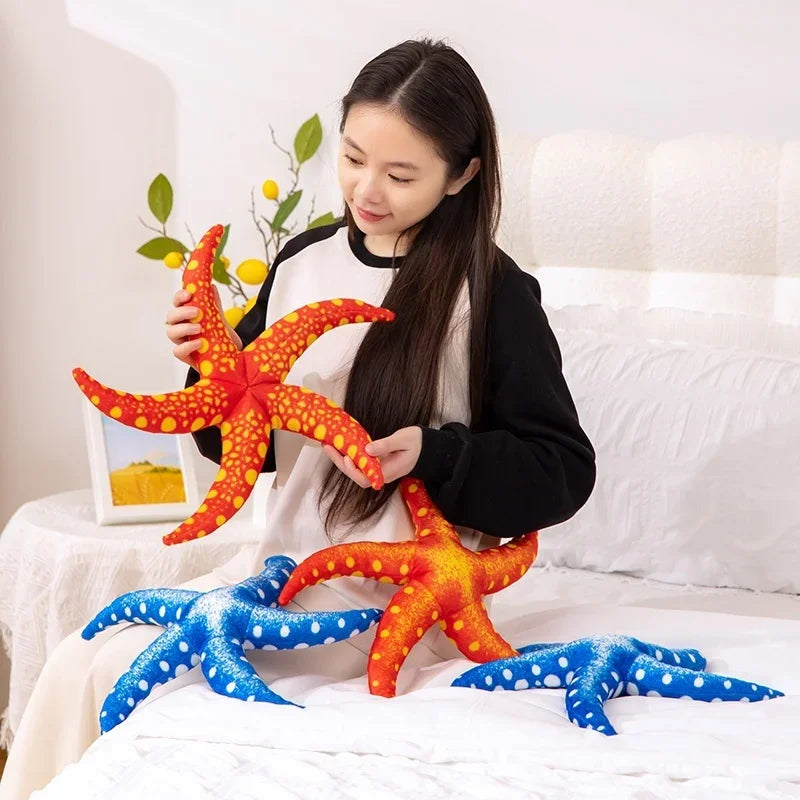 New 40CM Simulation Starfish Pillow Doll Plush Stuffed Marine Animals Toy Nap Pillow Backrest Cartoon Birthday Holiday Gift