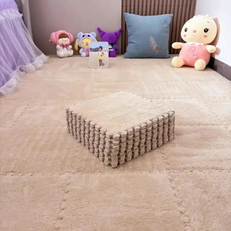 Soft Plush Kids Play Mat 30x30cm Interlocking EVA Foam Tiles Puzzle Carpet For Babies And Toddlers 10 Pieces