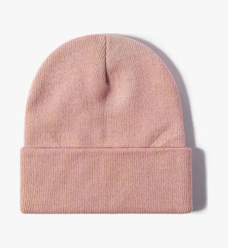 Knitted Hat For Men And Women Warm Beanie Model M01 Solid Color Rolled Edge