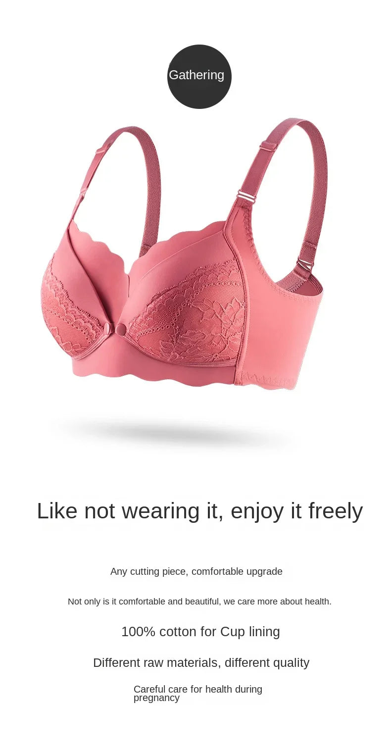 2026 New Maternity Underwear Breastfeeding Gathered Anti-Sagging Pregnancy Pure Cotton Thin Bra Maternity Nursing Lace Bras