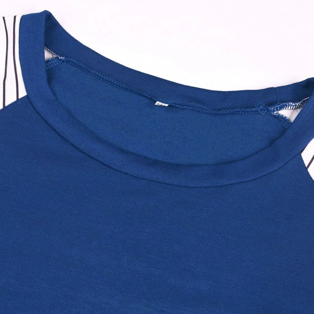 Women Maternity Short Sleeve Nursing Patchwork Color Tops Breastfeeding Blouse